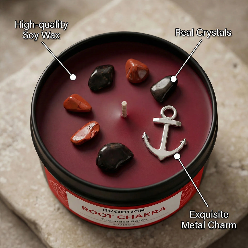 7 Chakra Scented Candle Set, 7 X 3oz Soy Wax Tin Candles with Real Crystals Metal Charms for Meditation Yoga Home Decor Gift Set