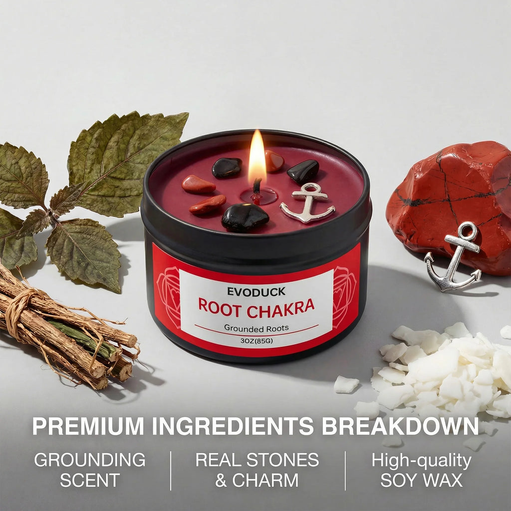 7 Chakra Scented Candle Set, 7 X 3oz Soy Wax Tin Candles with Real Crystals Metal Charms for Meditation Yoga Home Decor Gift Set