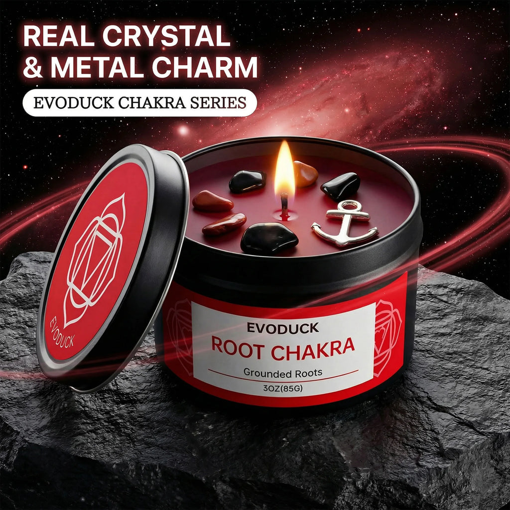 7 Chakra Scented Candle Set, 7 X 3oz Soy Wax Tin Candles with Real Crystals Metal Charms for Meditation Yoga Home Decor Gift Set