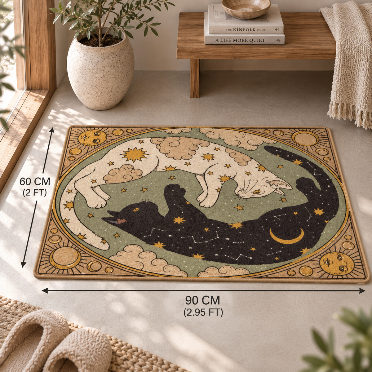 Mystic Yin Yang Cat Celestial Rug