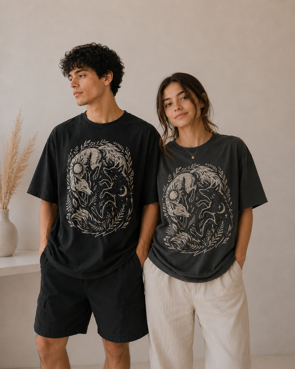 Magic Forest Animal Graphic Cotton T-Shirt
