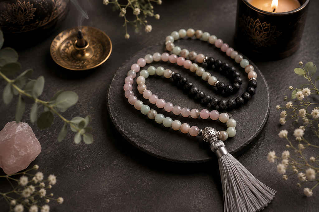 Amazonite & Rose Quartz Mala Set
