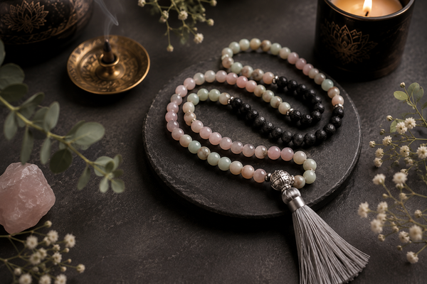 Amazonite & Rose Quartz Mala Set