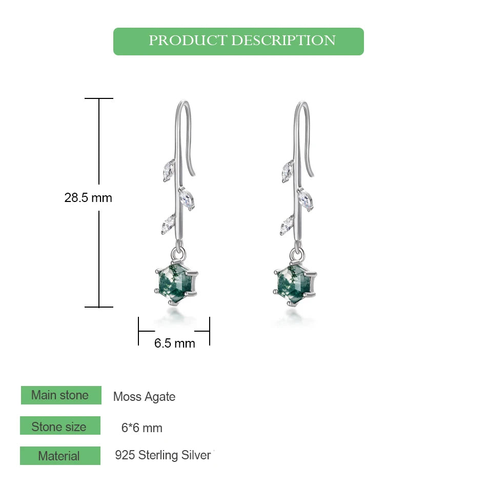 Natural Moss Agate Sterling Silver Studs