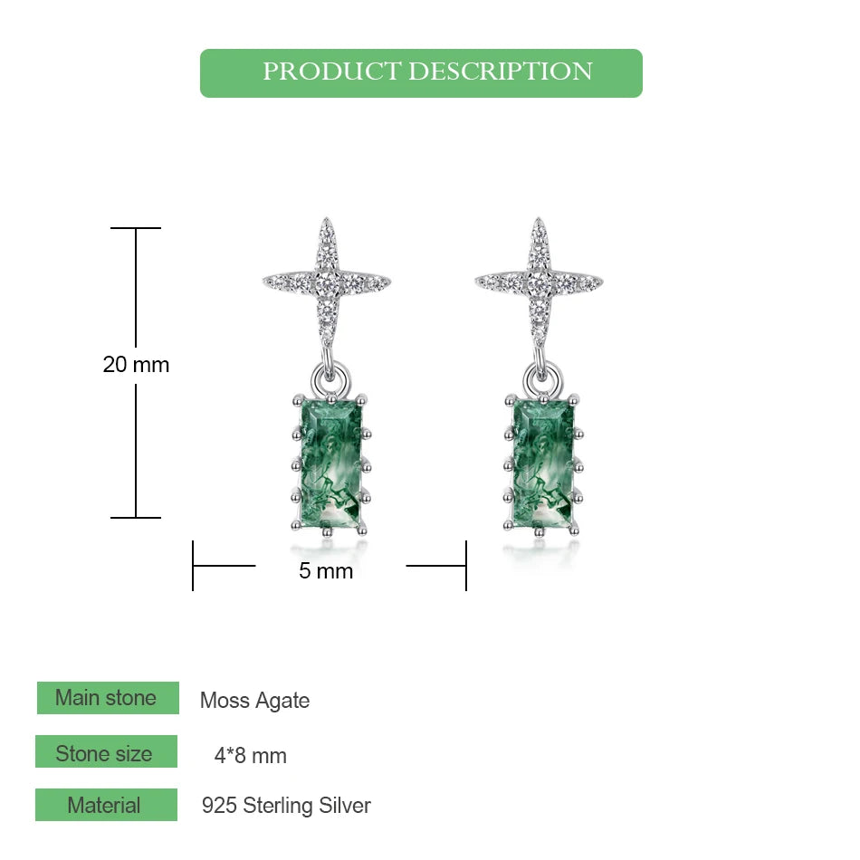 Natural Moss Agate Sterling Silver Studs