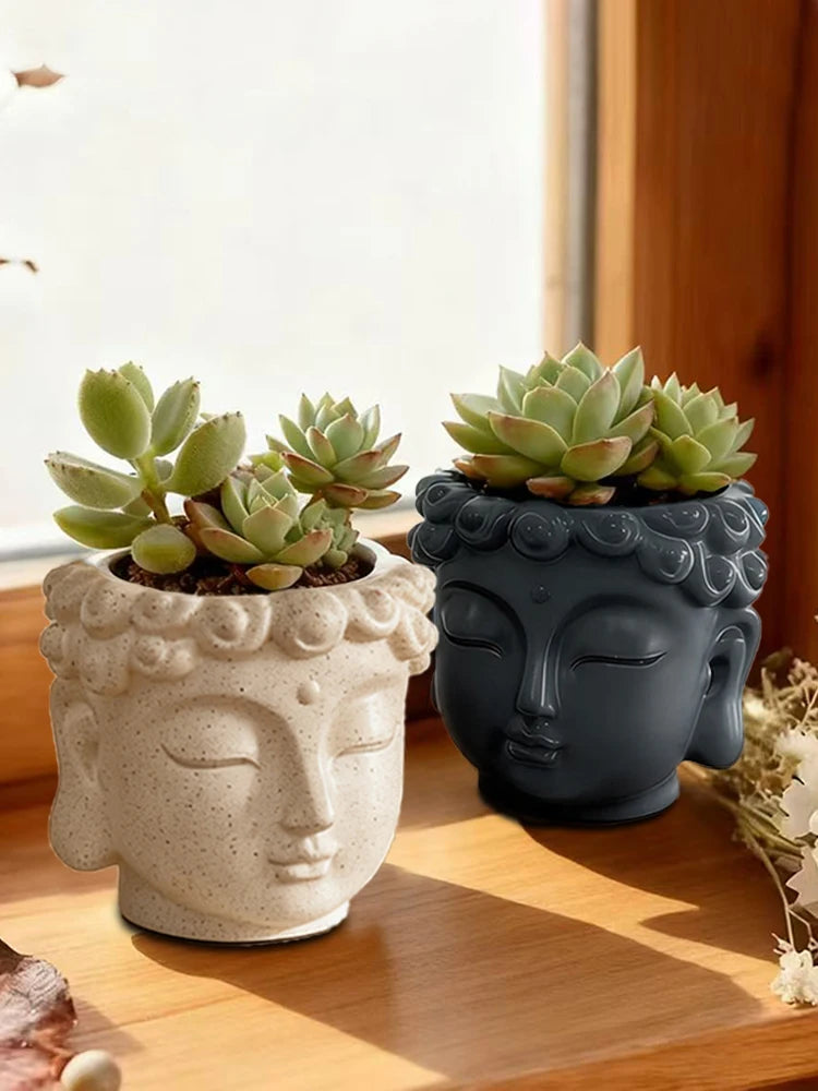 Creative Buddha Statue Flowerpot Green Potted Plants Container Home Courtyard Garden Decor Resin Handicrafts Ornament Gift