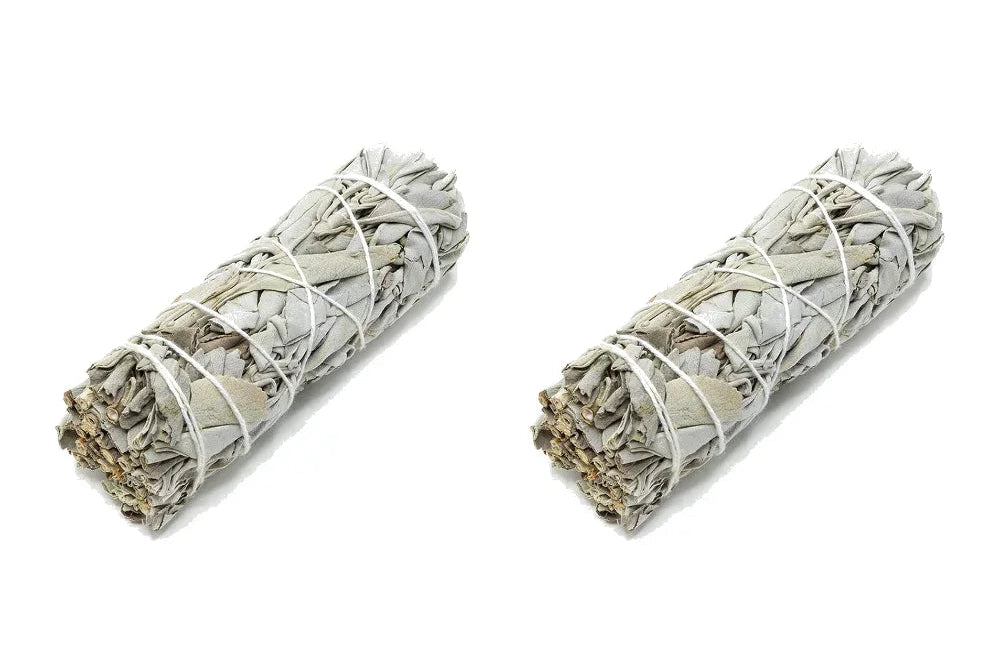 Two bundles of sage wrapped in twine with '2PCS' text above on a white background