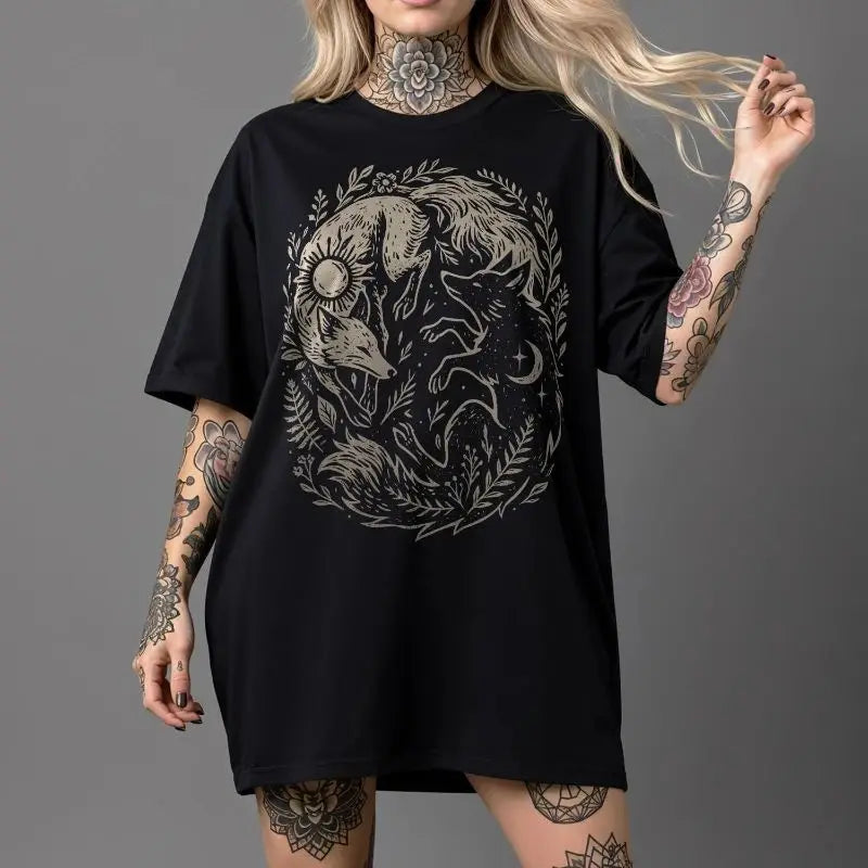 Magic Forest Animal Graphic Cotton T-Shirt