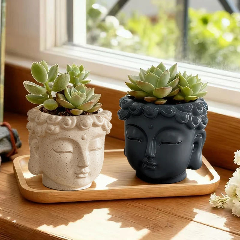 Creative Buddha Statue Flowerpot Green Potted Plants Container Home Courtyard Garden Decor Resin Handicrafts Ornament Gift