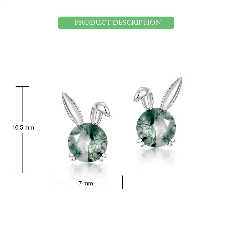 Natural Moss Agate Sterling Silver Studs
