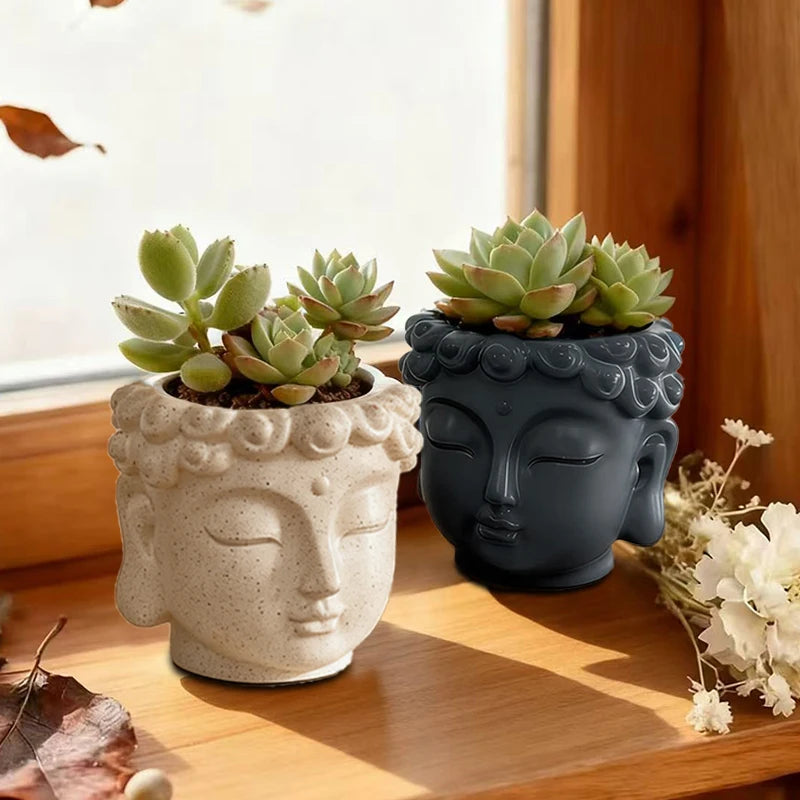 Creative Buddha Statue Flowerpot Green Potted Plants Container Home Courtyard Garden Decor Resin Handicrafts Ornament Gift