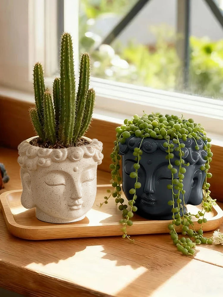 Creative Buddha Statue Flowerpot Green Potted Plants Container Home Courtyard Garden Decor Resin Handicrafts Ornament Gift