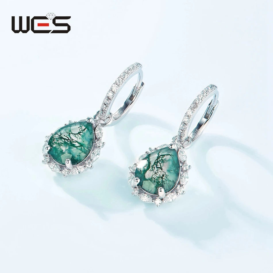 Natural Moss Agate Sterling Silver Studs
