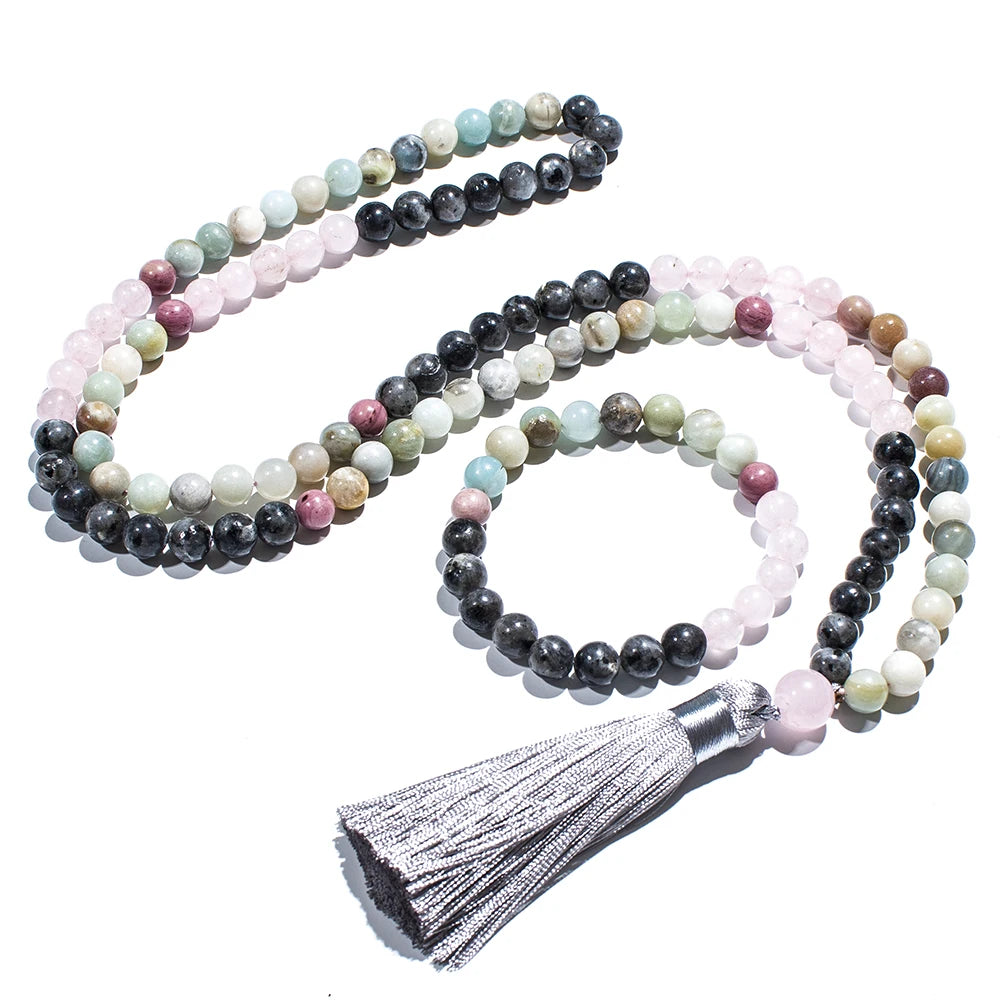Amazonite & Rose Quartz Mala Set