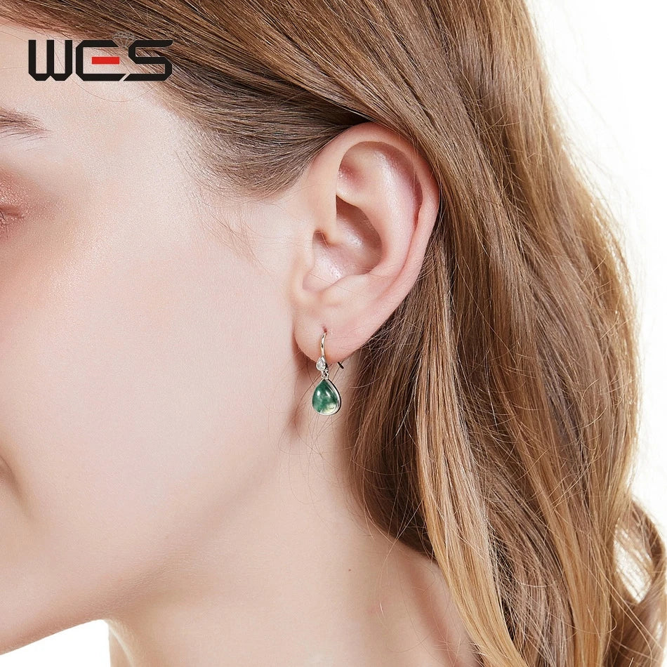 Natural Moss Agate Sterling Silver Studs