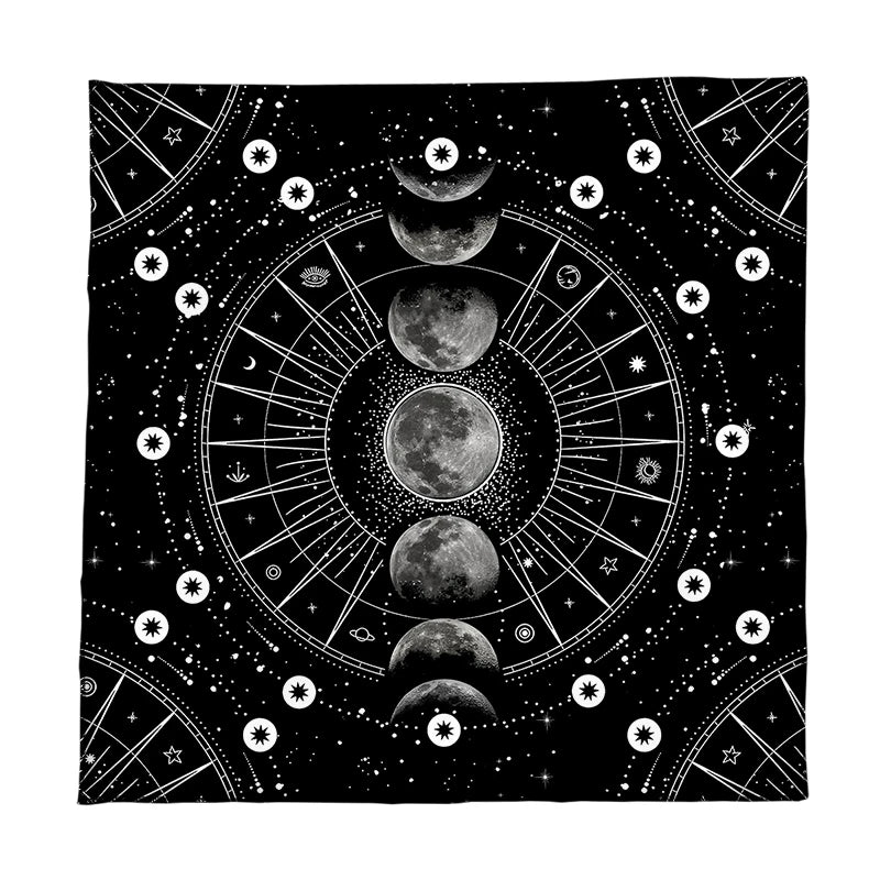 Altar Cloth Black Moon Phase Tarot Card Tablecloth For Tarot Cards Reading Polyester Wicca Oracle Card Mat Room Home Decor