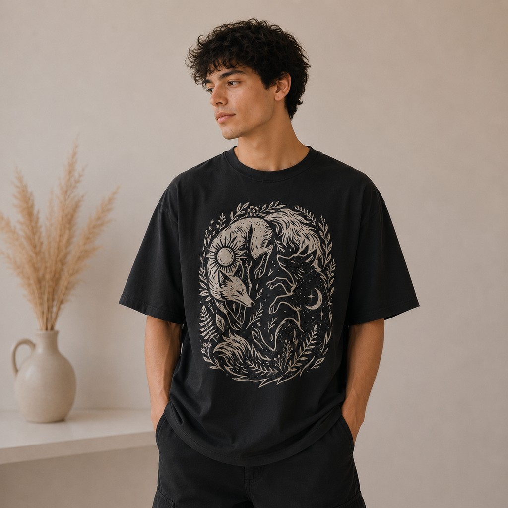 Magic Forest Animal Graphic Cotton T-Shirt
