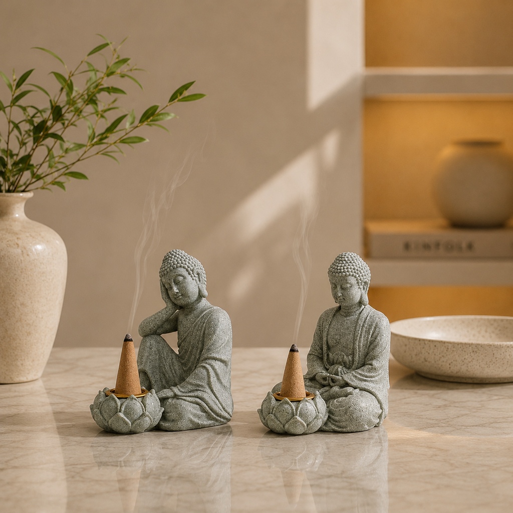 sitting Buddha on marble table